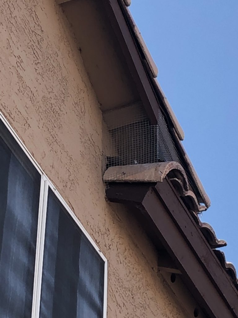 Pigeons are excluded from this nest area with screen