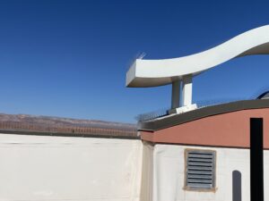 Bird control spikes on a taco bell in Arizona